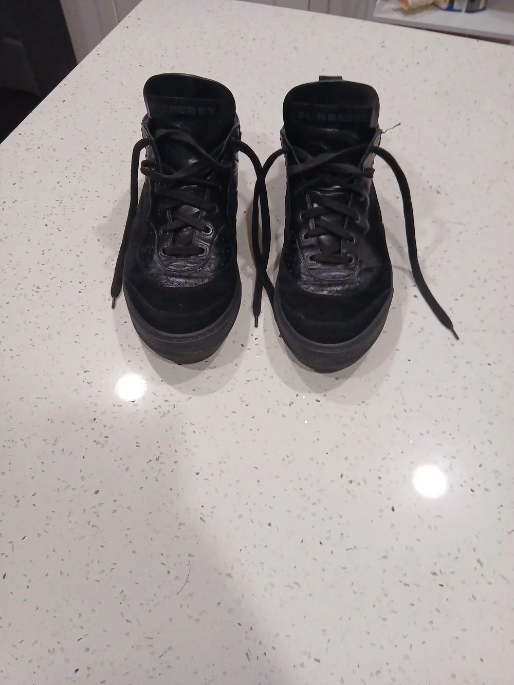 Men Burberry Black Sneakers Sz 44 Leather